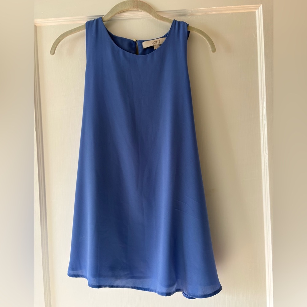 LOFT Blue Sleeveless Top with Flutter Back